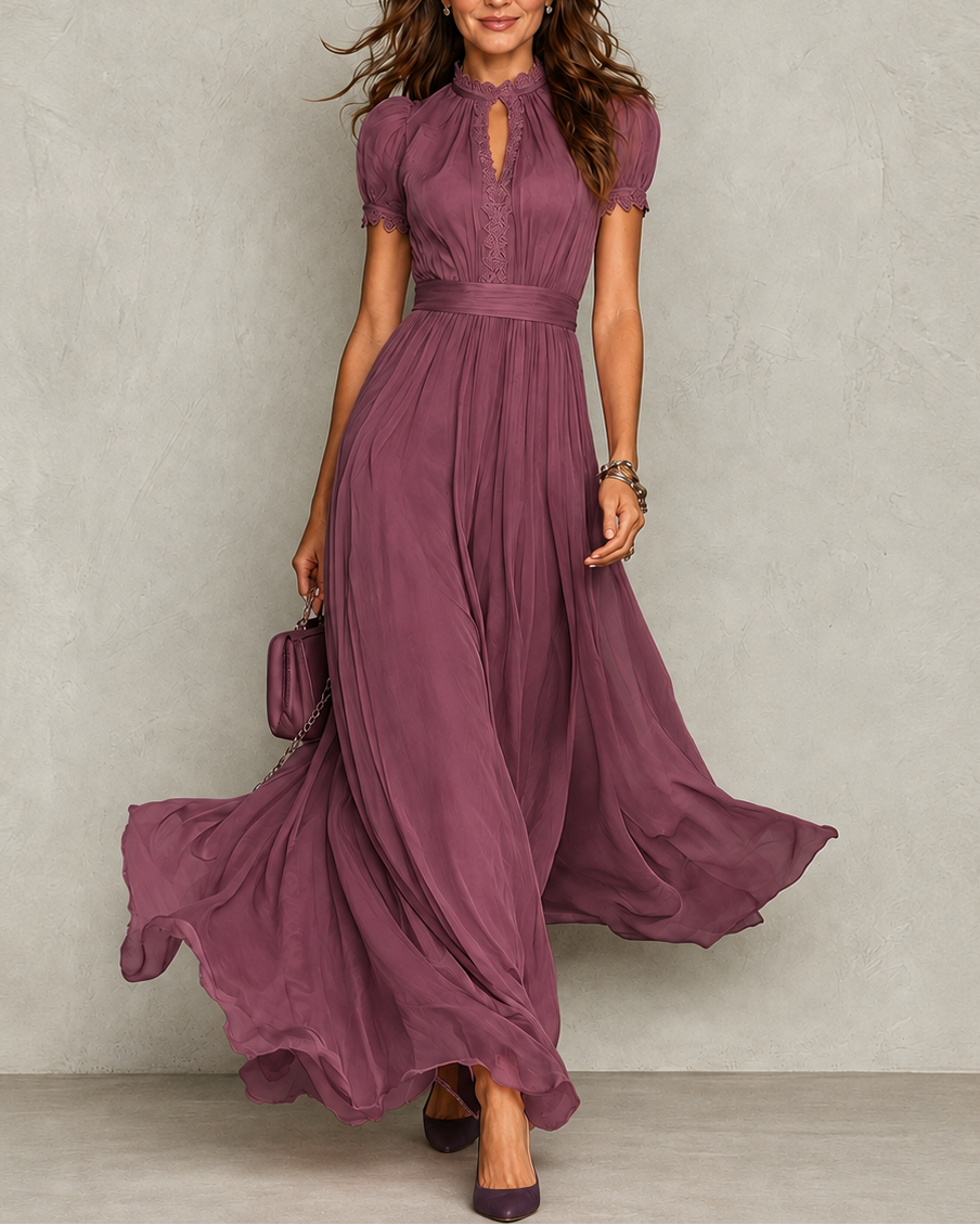 Elspeth | Ruffle Neck Pleated Dress – photo 3