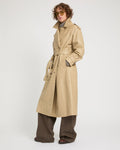 Genevieve | Long Belted Trench Coat - Oat | Velbrooke