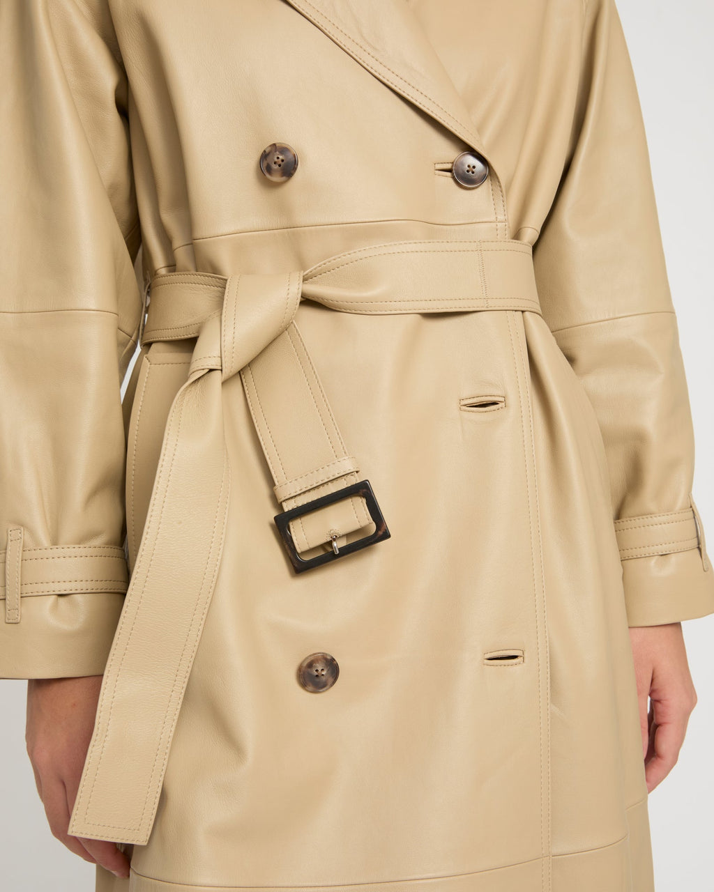 Genevieve | Long Belted Trench Coat - Oat – photo 2
