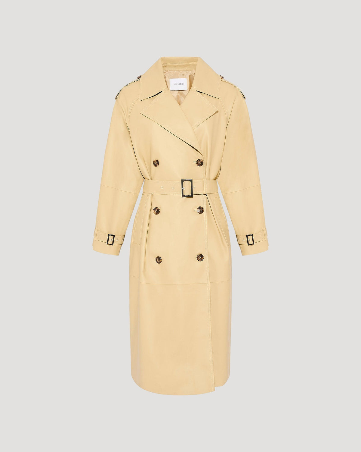 Genevieve | Long Belted Trench Coat - Oat – photo 5