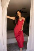 Halden Maxi Lounge Dress - Crimson | Velbrooke