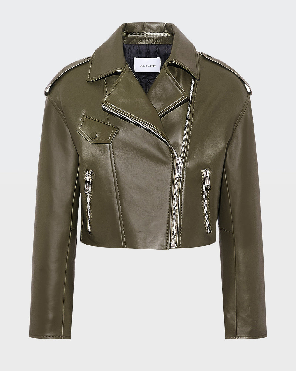 Harriet | Cropped Biker Jacket - Khaki – photo 4