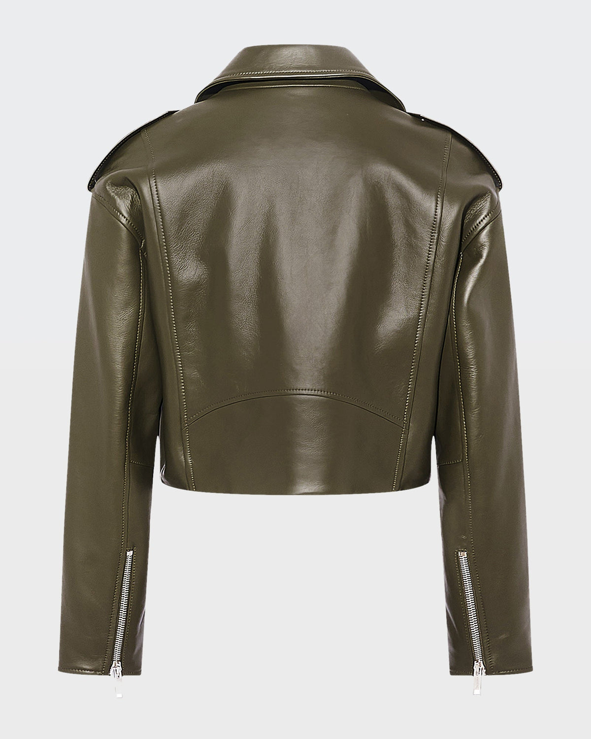 Harriet | Cropped Biker Jacket - Khaki – photo 5