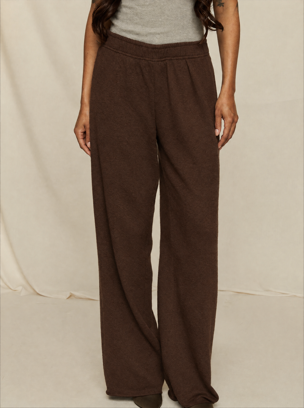 Helene | Merino Knit Wide-Leg Trousers – Chocolate