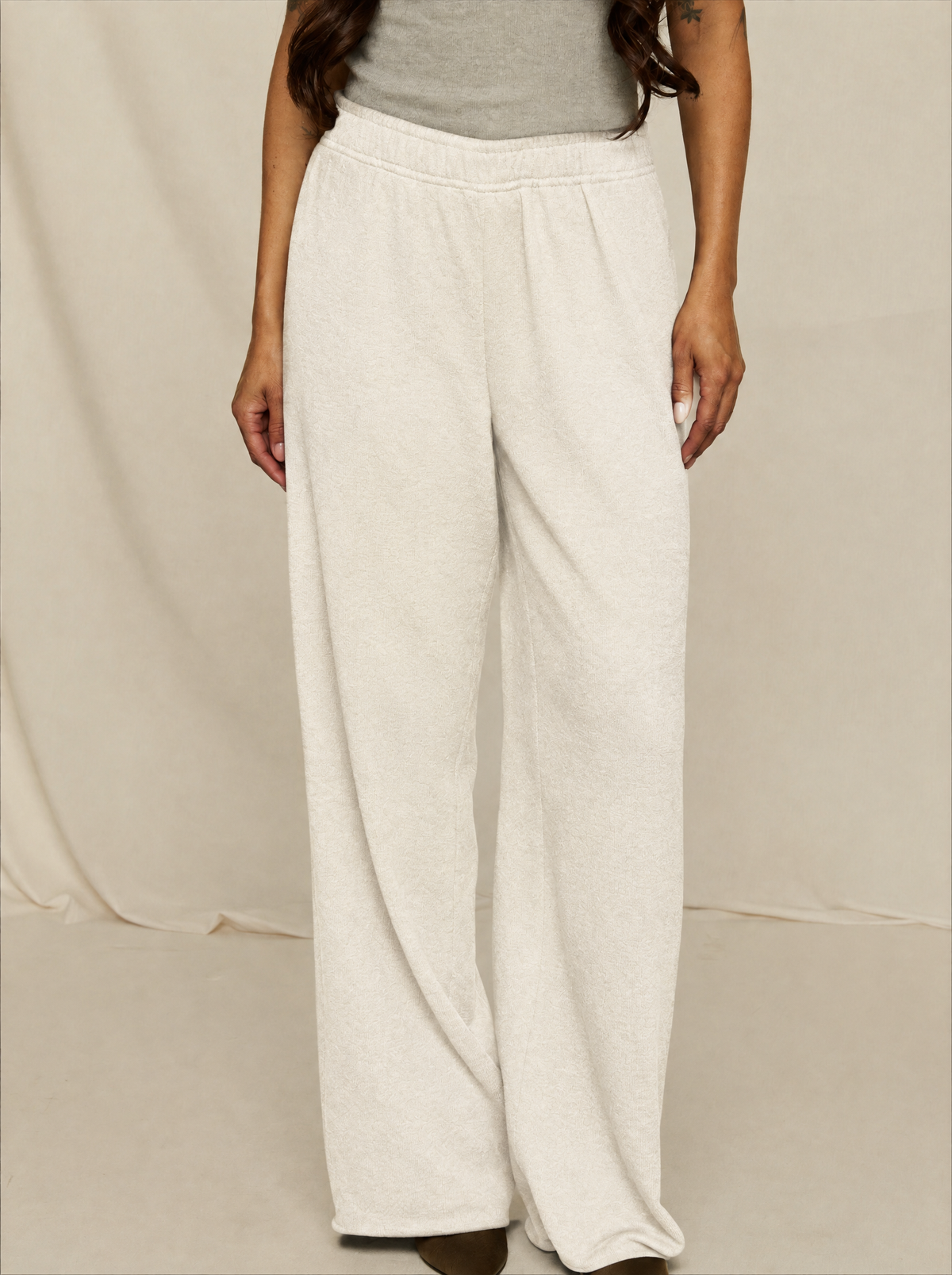 Helene | Merino Knit Wide-Leg Trousers – Ivory