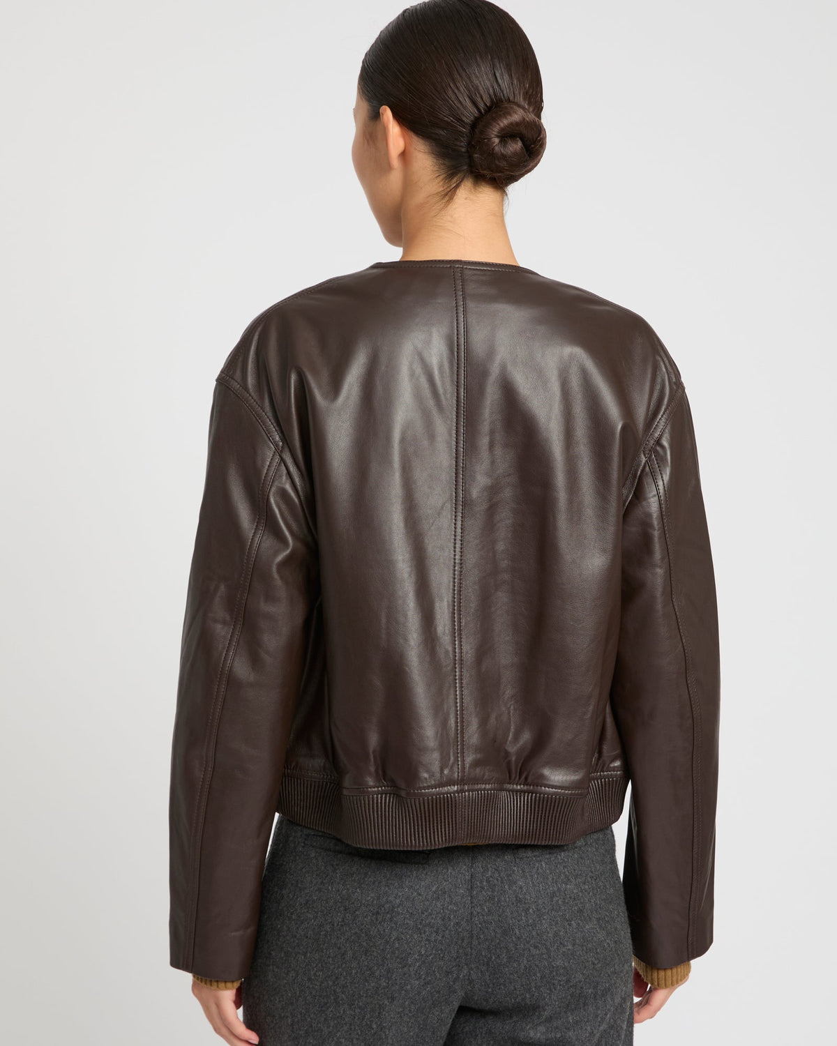 Honor | Round-Collar Cropped Jacket - Cocoa – photo 5