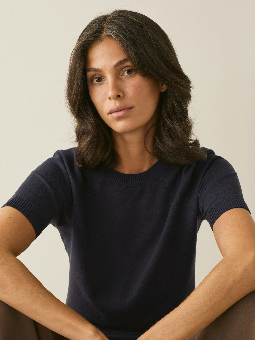 Juliette | Short-Sleeve Ribbed Knit Top | Velbrooke