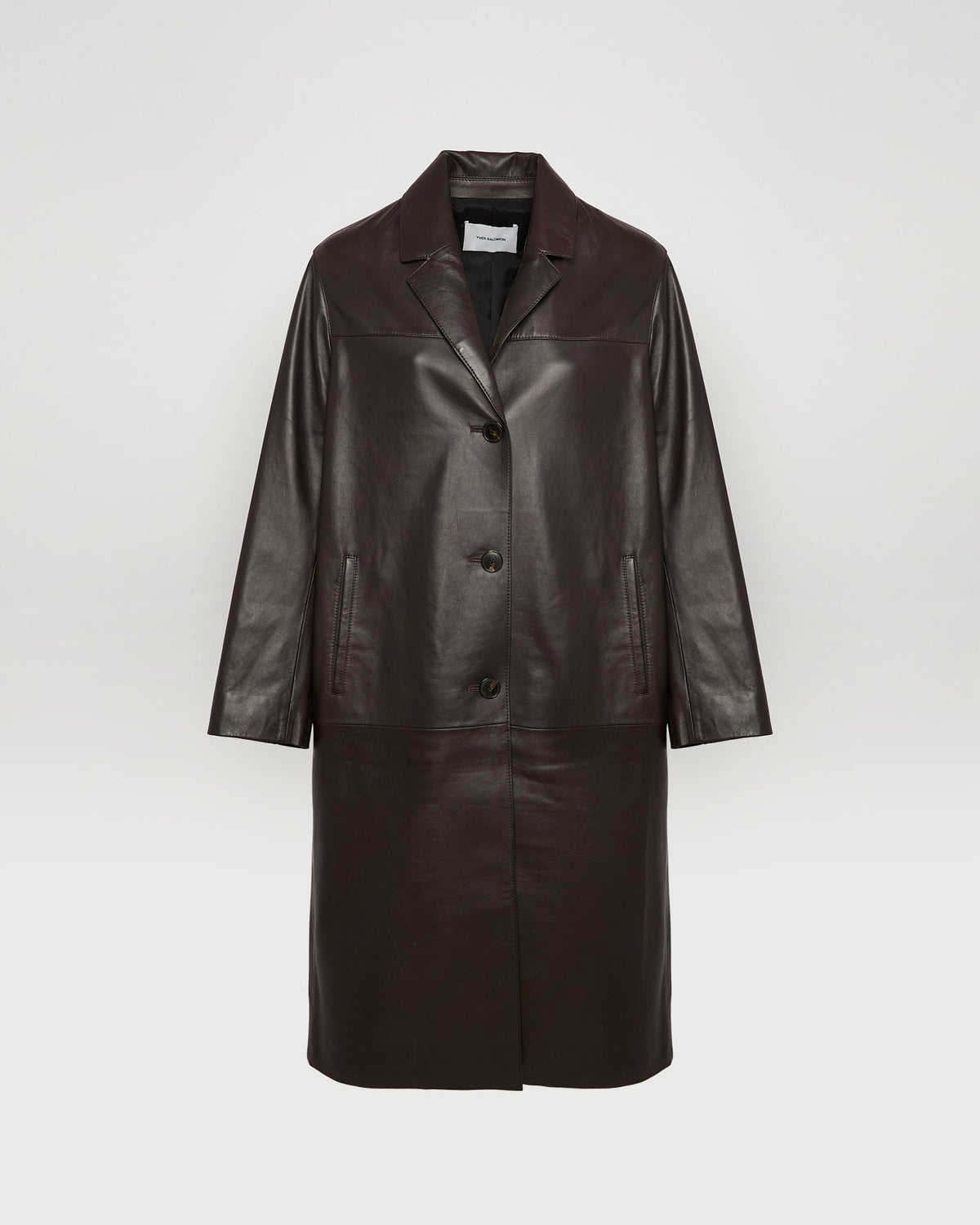 Lavinia | Straight Long Coat with Stand Collar - Cocoa – photo 5