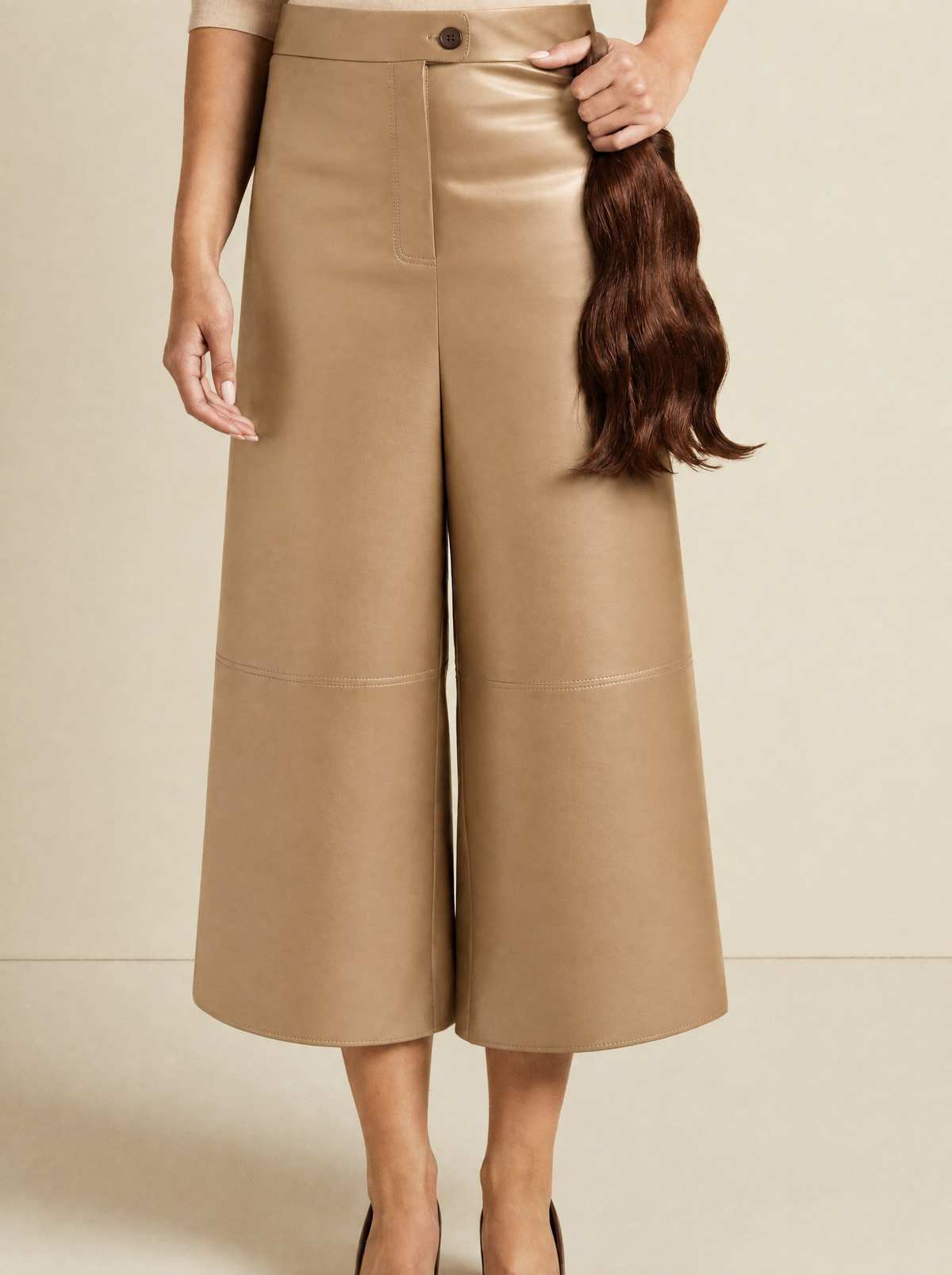 Leonie | Leather-Look Culottes – Tan