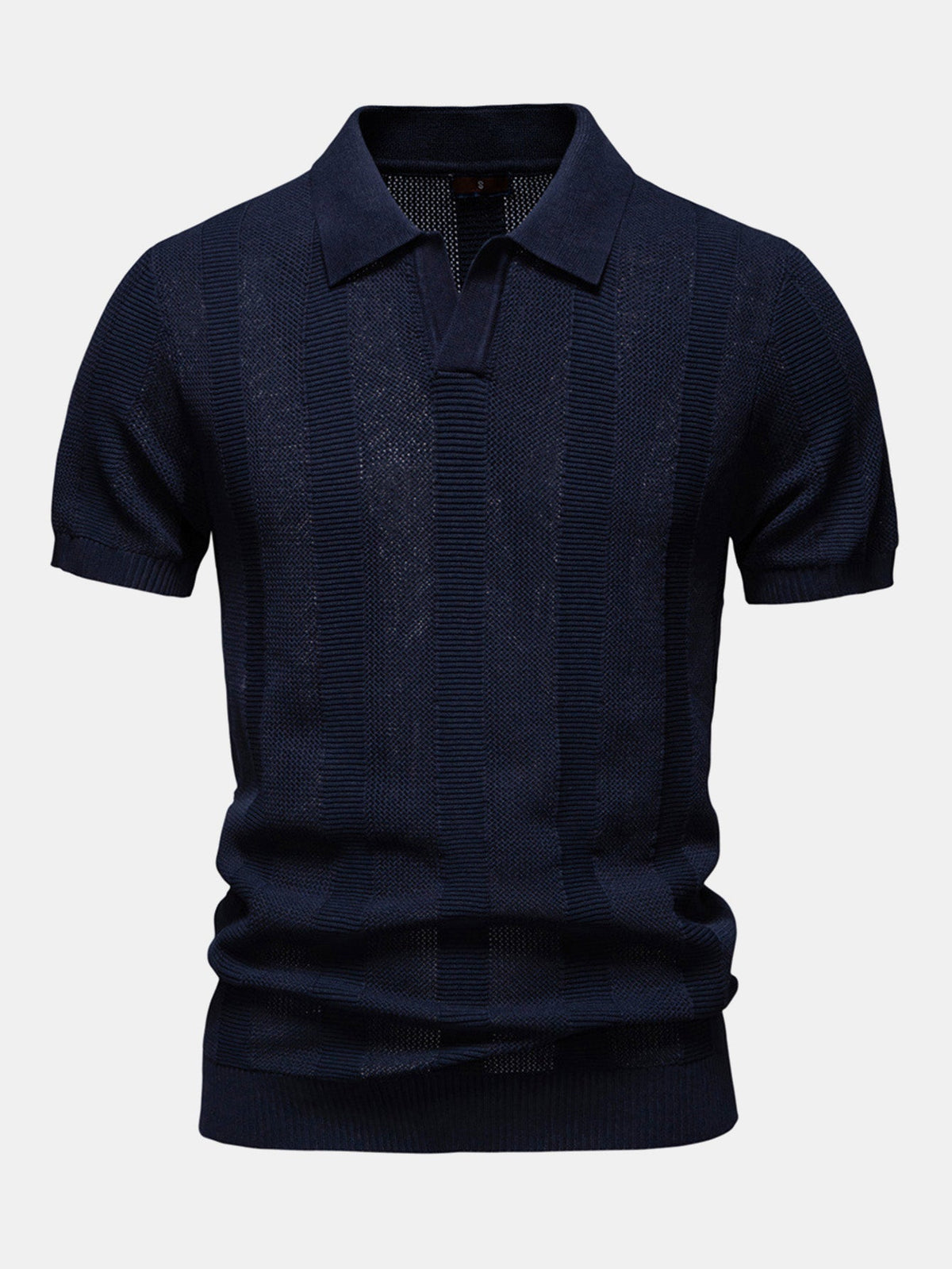 Linley Men's Striped Open-Knit V-Neck Polo Shirt – photo 2