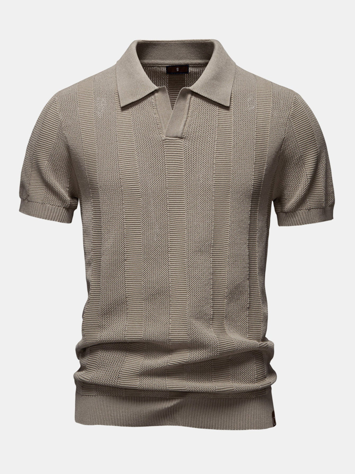 Linley Men's Striped Open-Knit V-Neck Polo Shirt – photo 4