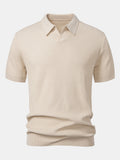 Marden Men's Wave Jacquard Knit V-Neck Polo Shirt | Velbrooke