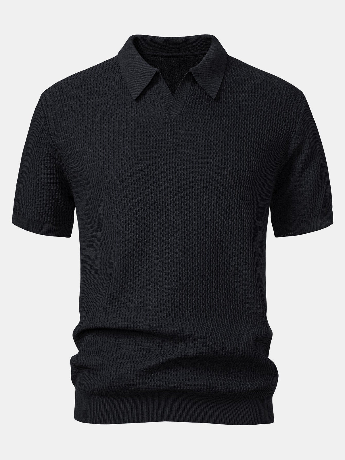 Marden Men's Wave Jacquard Knit V-Neck Polo Shirt – photo 3