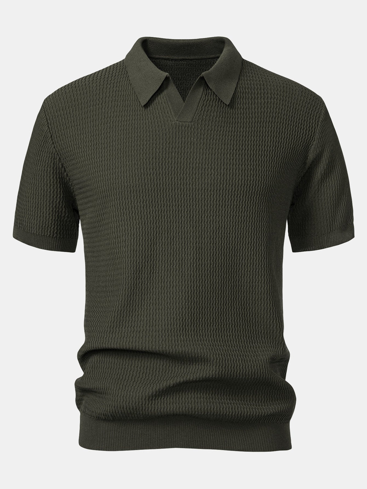 Marden Men's Wave Jacquard Knit V-Neck Polo Shirt – photo 5