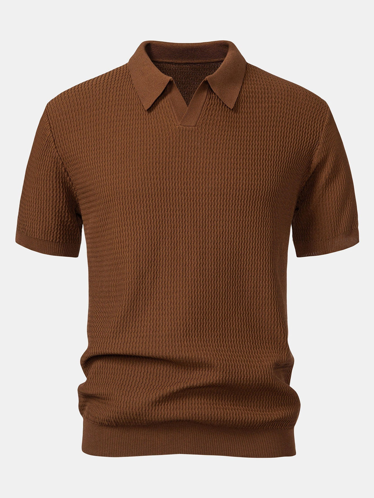 Marden Men's Wave Jacquard Knit V-Neck Polo Shirt – photo 7
