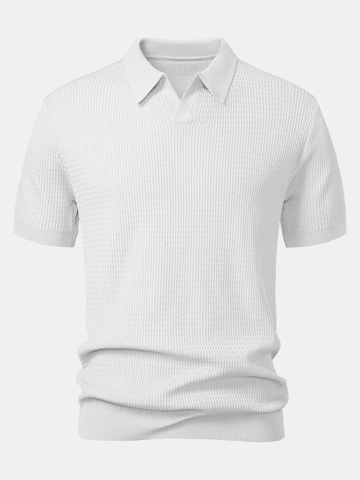 Marden Men's Wave Jacquard Knit V-Neck Polo Shirt – photo 9