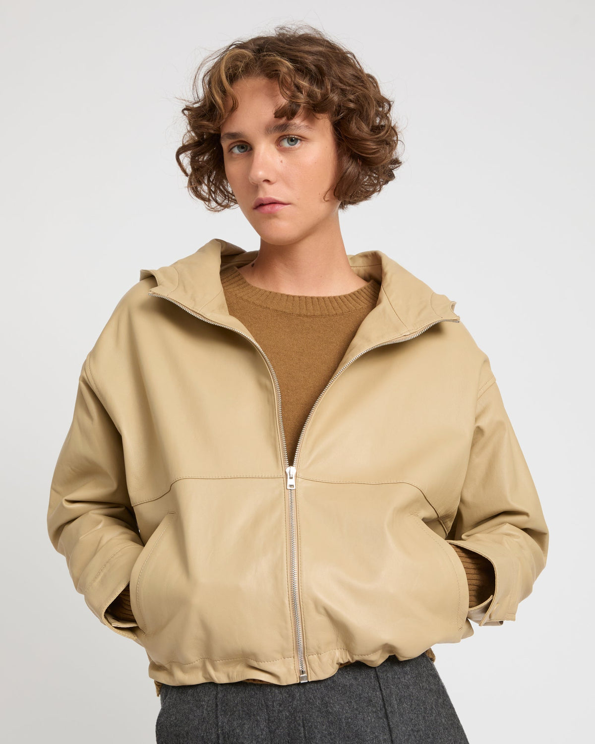 Maren | Zip-Front Hooded Jacket - Oat – photo 2