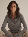 Margaux | Split-Hem Knit Polo Jumper | Velbrooke