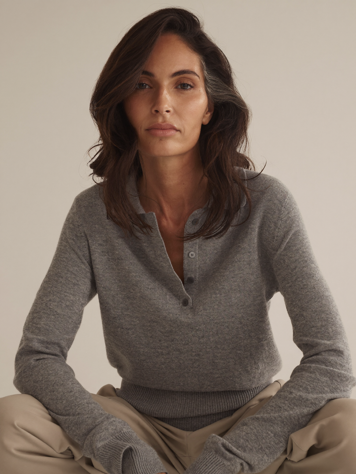 Margaux | Split-Hem Knit Polo Jumper | Velbrooke