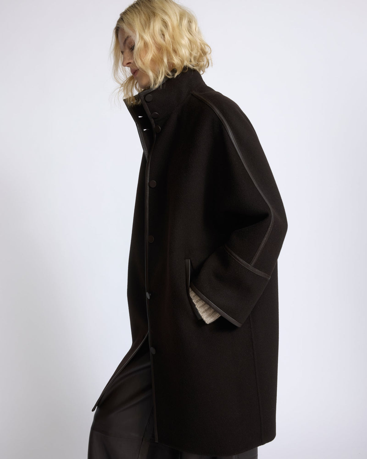 Margot | Oversized Double-Face Coat - Chestnut | Velbrooke