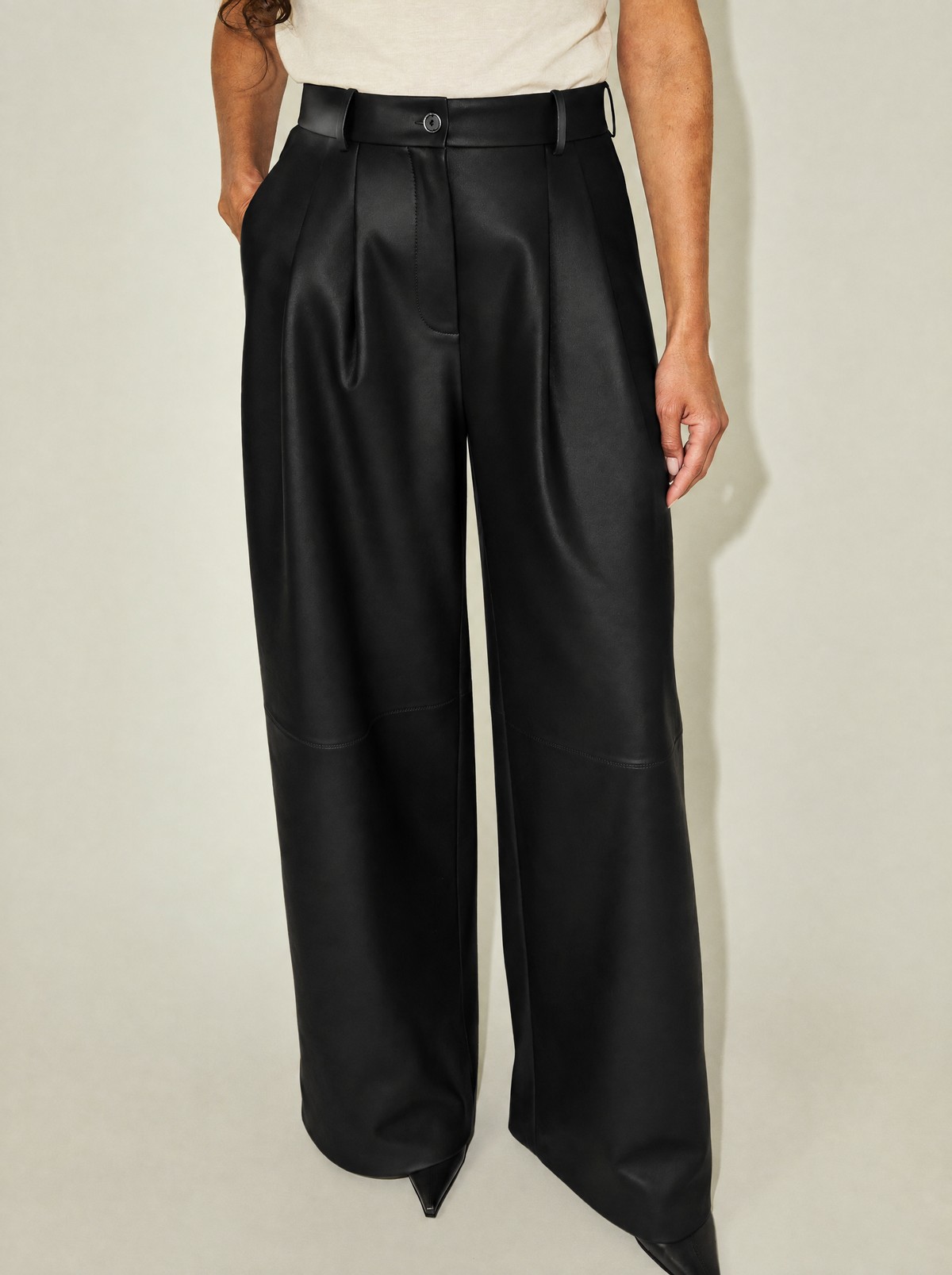 Mirabel | Wide-Leg Leather-Look Trousers – Black