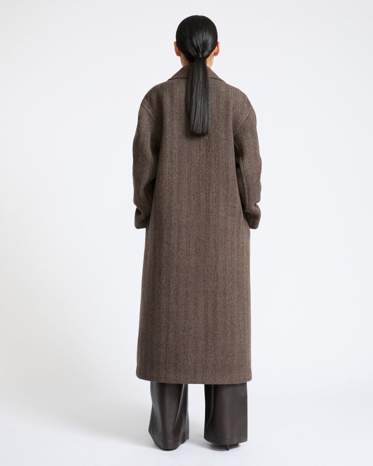 Octavia | Herringbone Double-Breasted Officer Coat - Brown Grey – photo 5