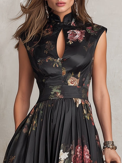 Odette | Keyhole Pleated Satin Midi Dress – photo 4
