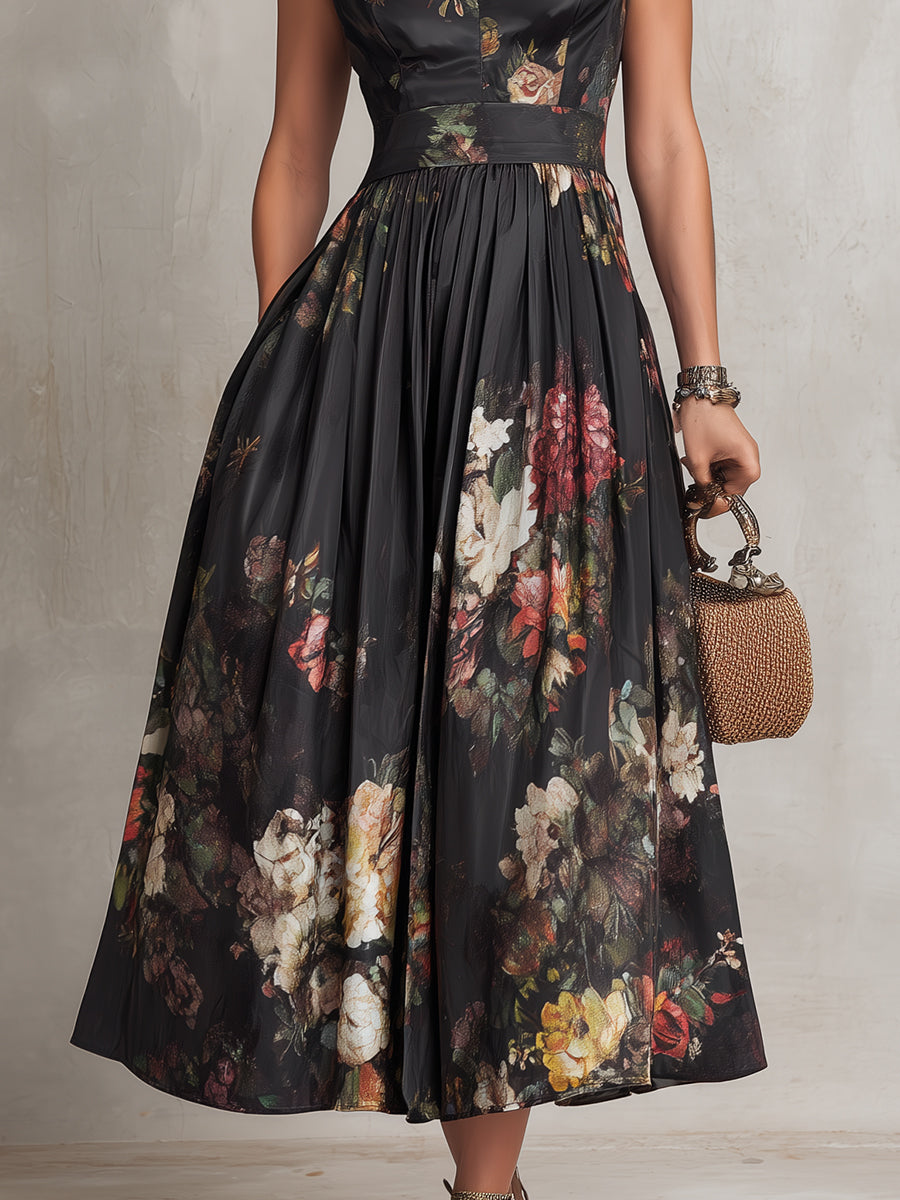 Odette | Keyhole Pleated Satin Midi Dress – photo 5