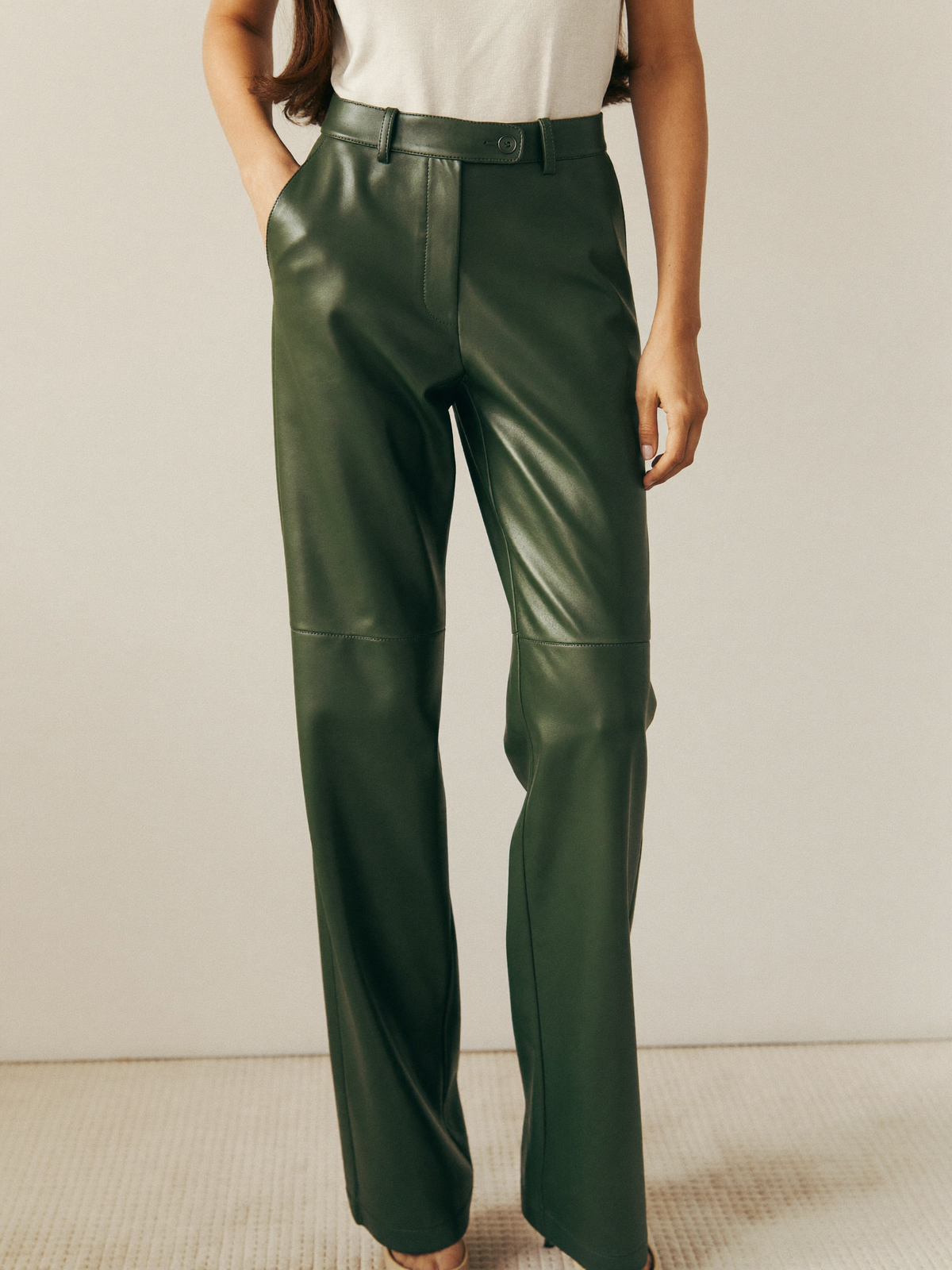 Paloma | Tailored Leather-Look Trousers | Velbrooke