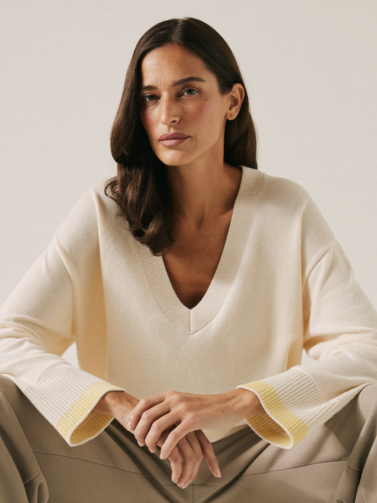 Perrine | Wide-Armhole V-Neck Jumper | Velbrooke