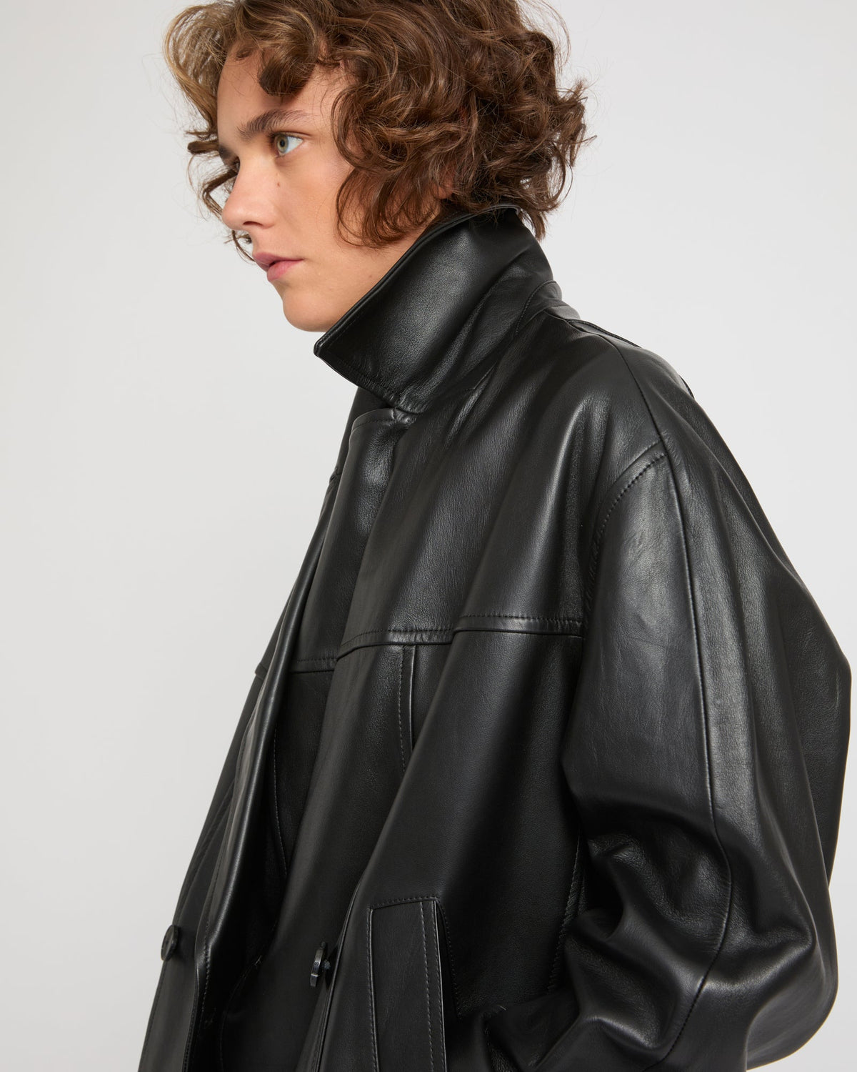 Philippa | Double-Breasted Boxy Peacoat - Black – photo 3