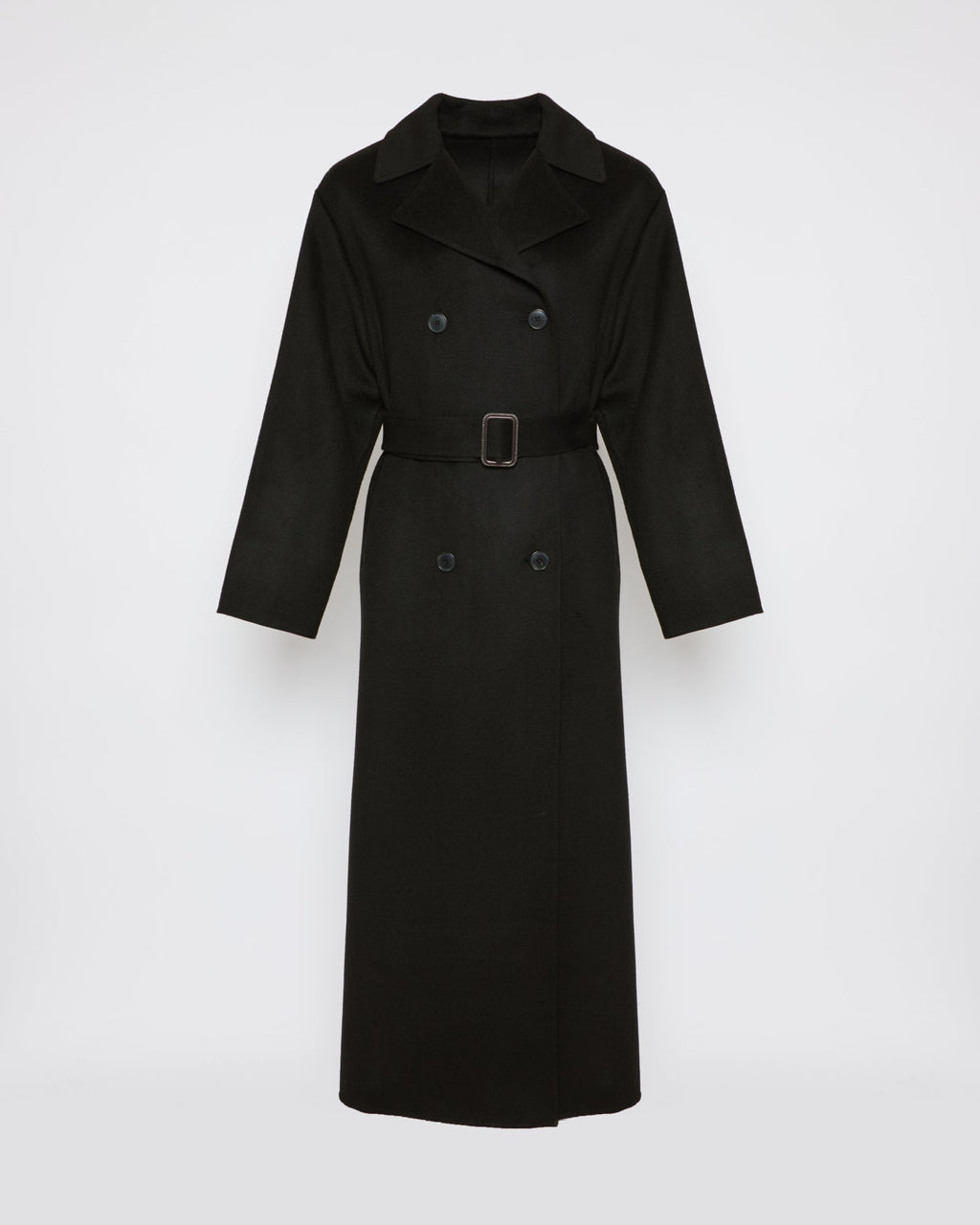 Rosamund | Ankle-Length Double-Face Trench Coat - Black | Velbrooke