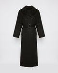 Rosamund | Ankle-Length Double-Face Trench Coat - Black | Velbrooke