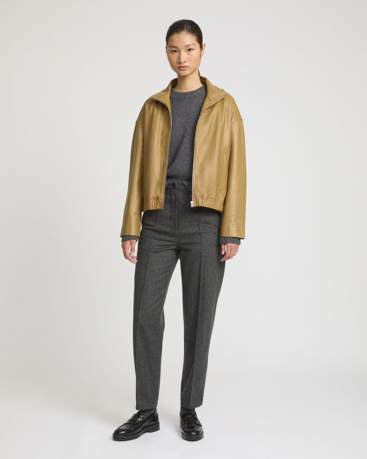 Saffron | High-Neck Oversized Blouson - Camel – photo 2