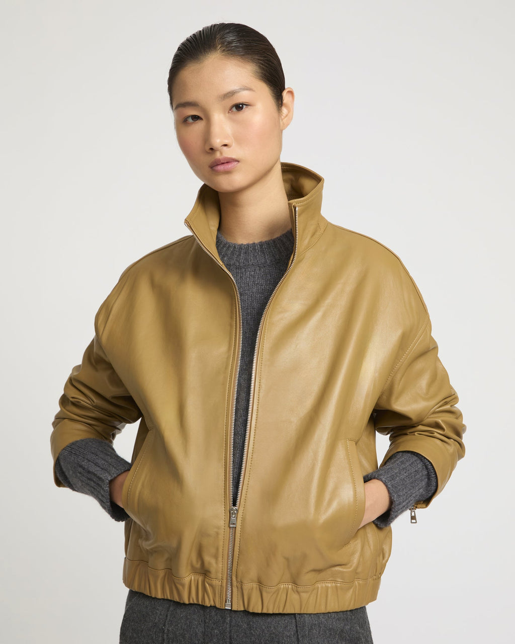 Saffron | High-Neck Oversized Blouson - Camel – photo 3