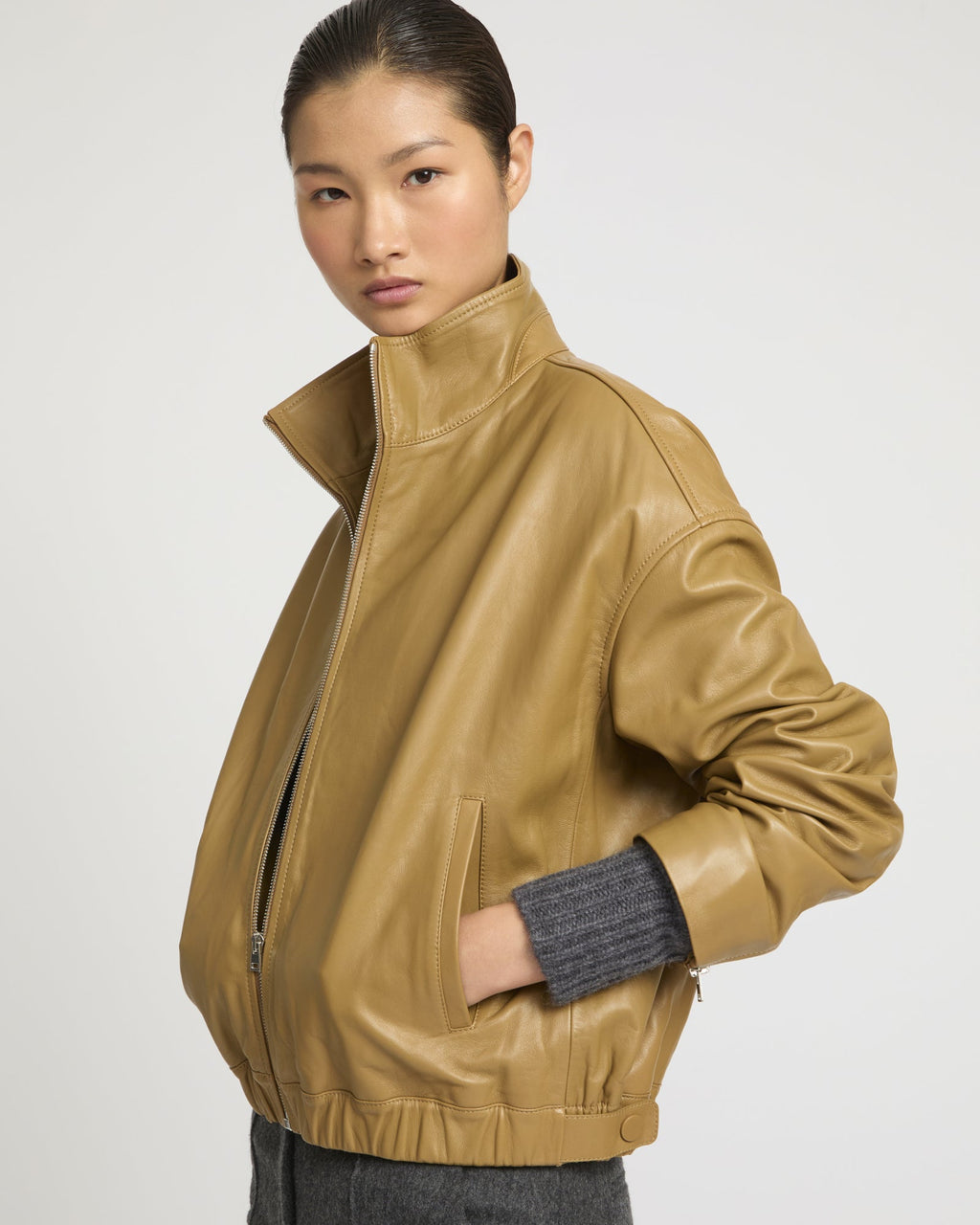 Saffron | High-Neck Oversized Blouson - Camel – photo 5