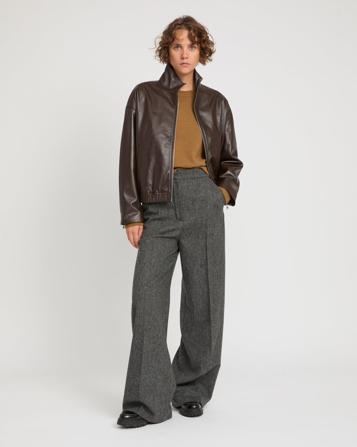 Saffron | High-Neck Oversized Blouson - Cocoa – photo 2