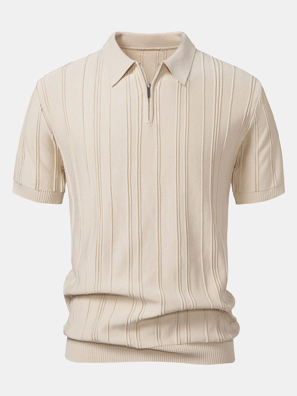 Selby Men's Striped Jacquard Knit Zip Polo Shirt | Velbrooke