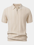 Selby Men's Striped Jacquard Knit Zip Polo Shirt | Velbrooke