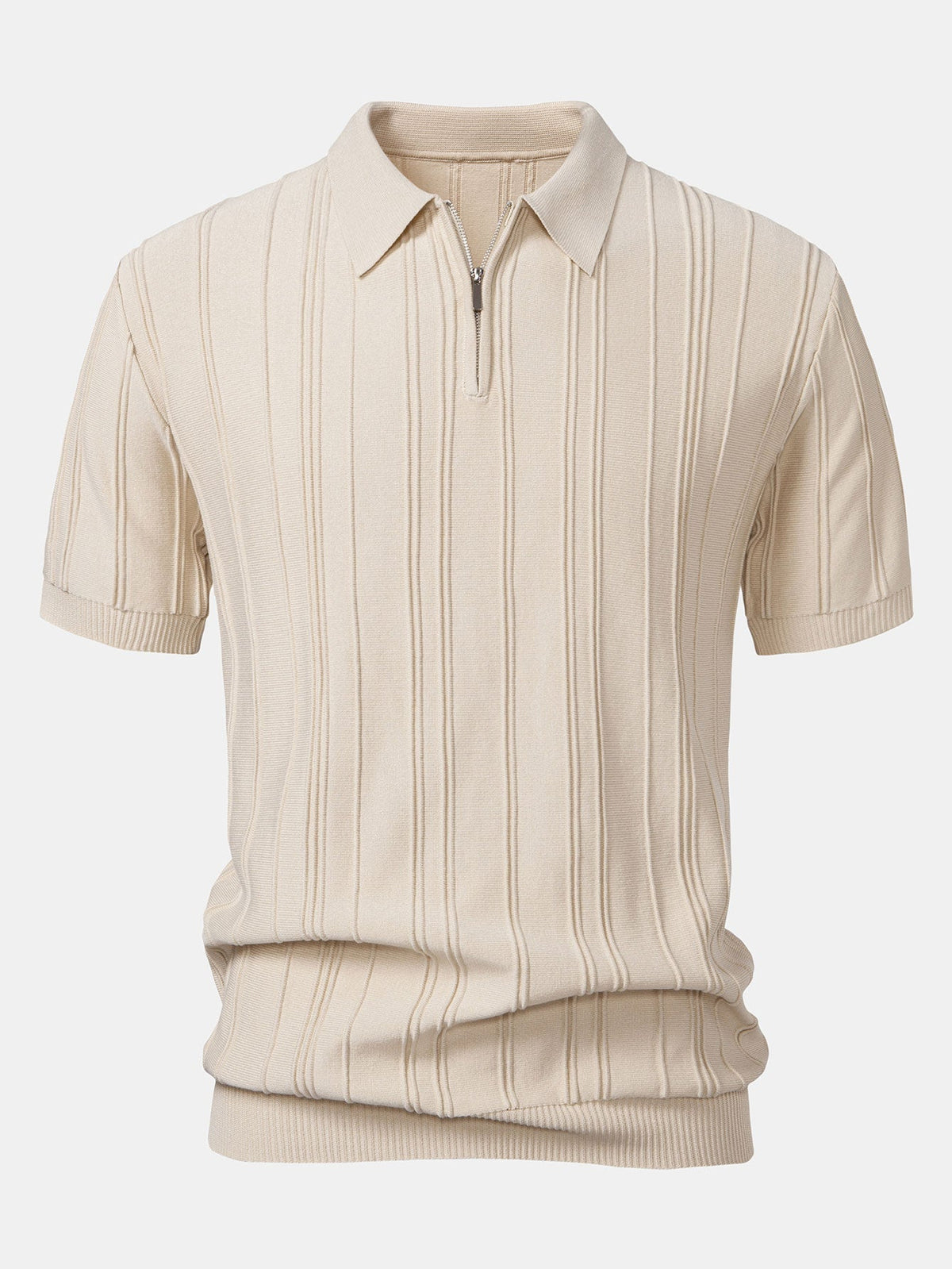 Selby Men's Striped Jacquard Knit Zip Polo Shirt | Velbrooke