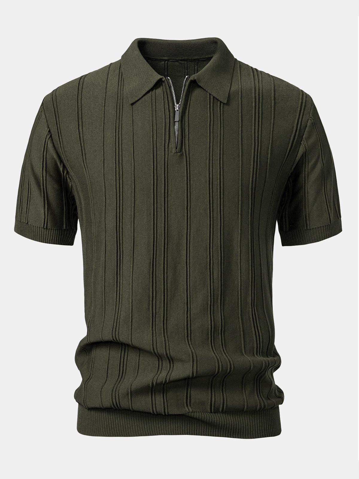 Selby Men's Striped Jacquard Knit Zip Polo Shirt – photo 3
