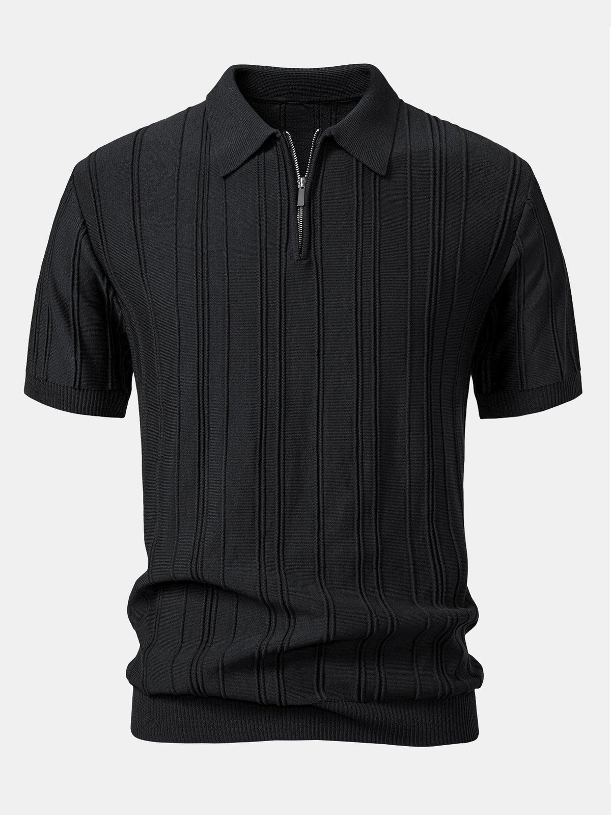 Selby Men's Striped Jacquard Knit Zip Polo Shirt – photo 5
