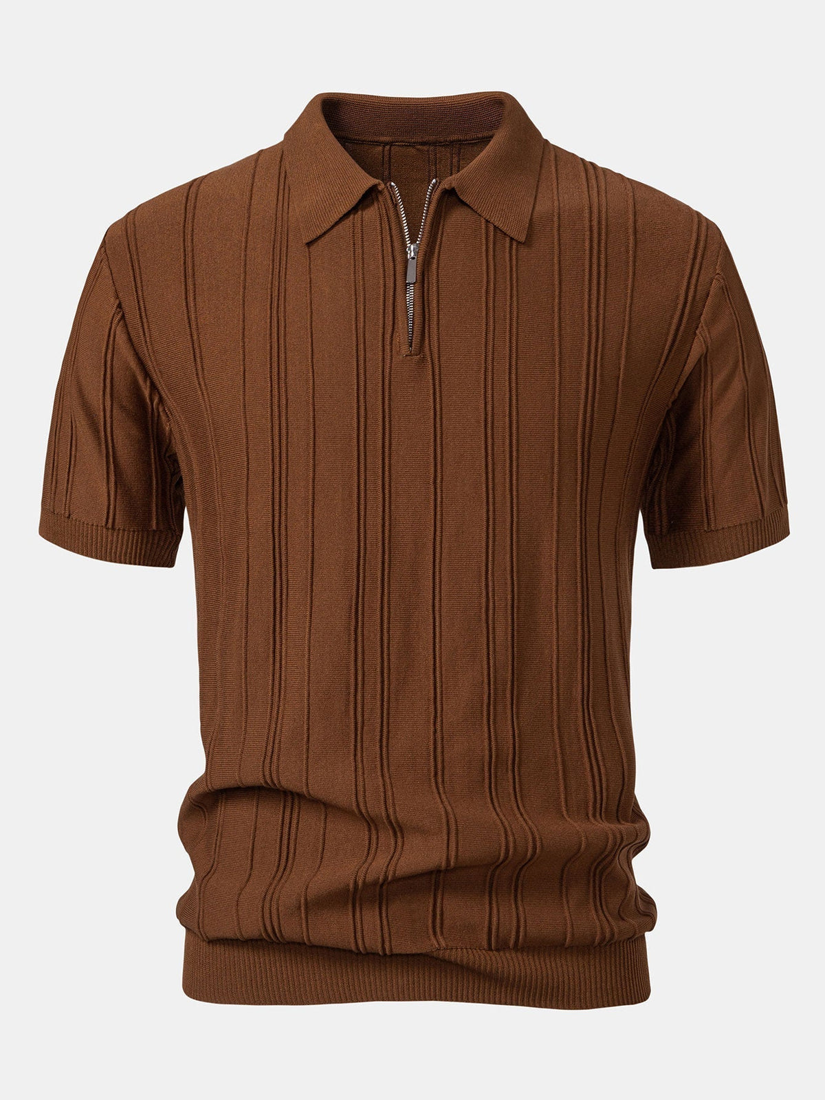 Selby Men's Striped Jacquard Knit Zip Polo Shirt – photo 7