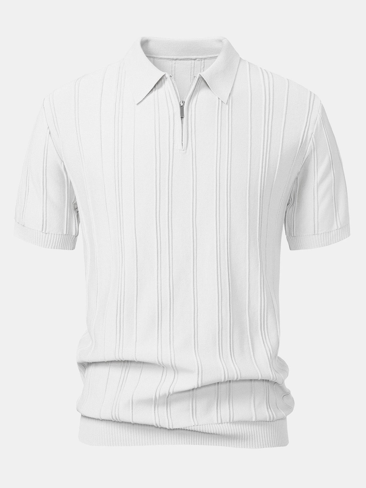 Selby Men's Striped Jacquard Knit Zip Polo Shirt – photo 9