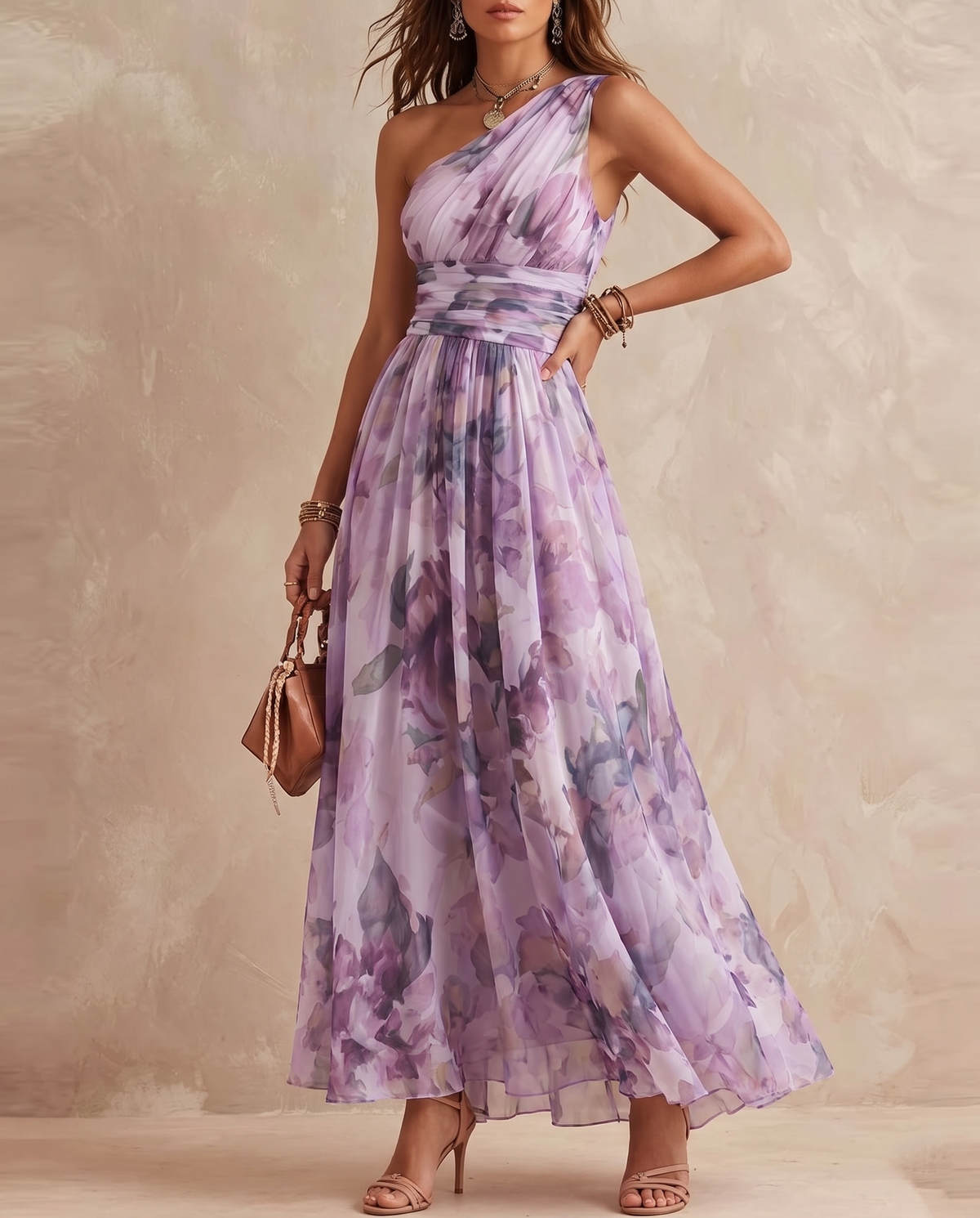 Seraphine | One-Shoulder Watercolour Floral Crossover Maxi Dress – photo 3