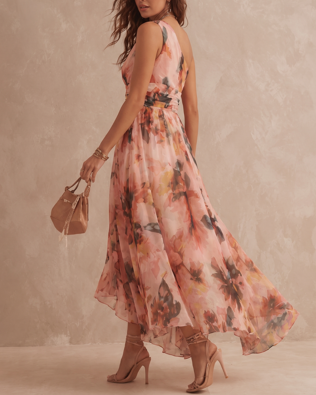 Seraphine | One-Shoulder Watercolour Floral Crossover Maxi Dress – photo 4