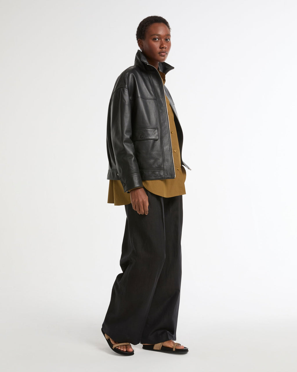 Tamsin | Funnel-Neck Aviator Jacket - Black – photo 2