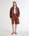 Tamsin | Funnel-Neck Aviator Jacket - Burgundy | Velbrooke