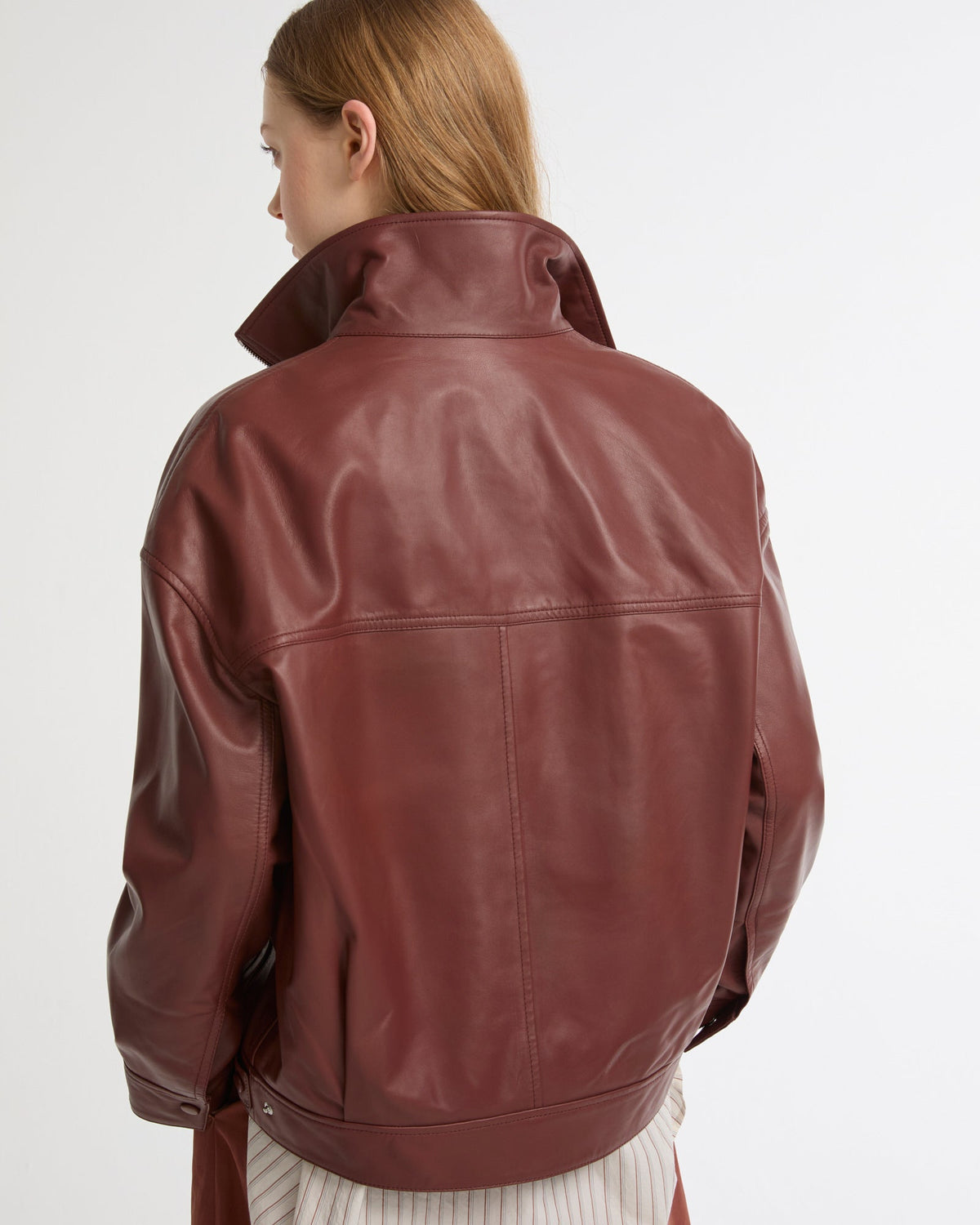 Tamsin | Funnel-Neck Aviator Jacket - Burgundy – photo 4