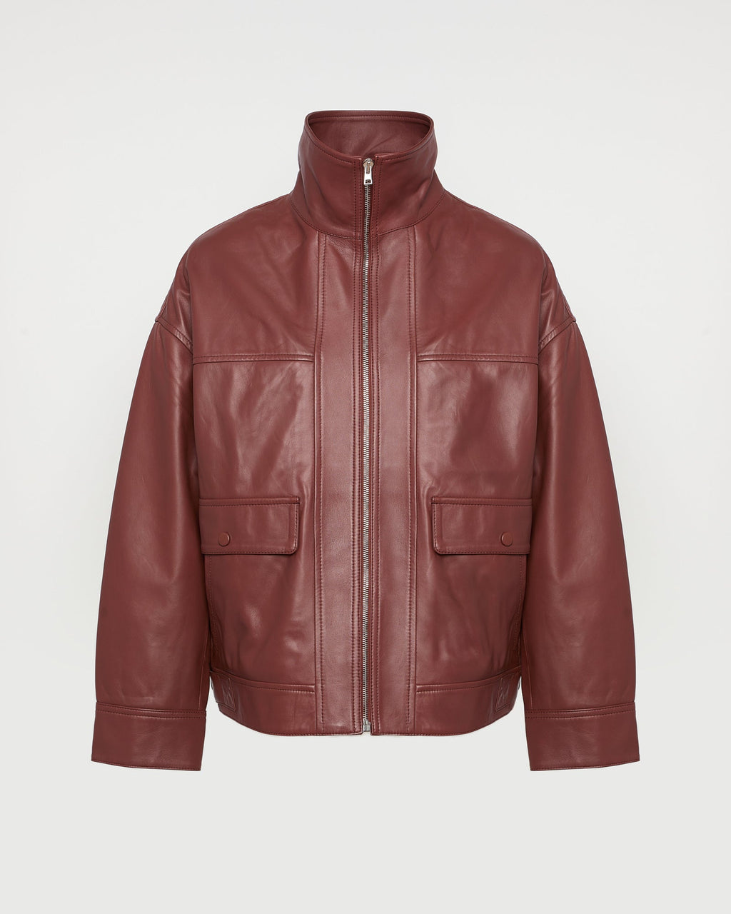 Tamsin | Funnel-Neck Aviator Jacket - Burgundy – photo 5